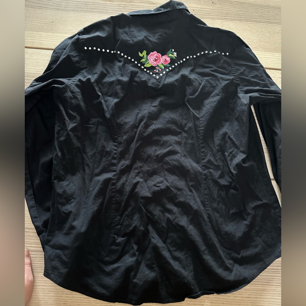 Wrangler bling embellished and embroidered rodeo shirt - Black Large